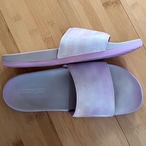 Womens adidas purple/grey/white slides size 10